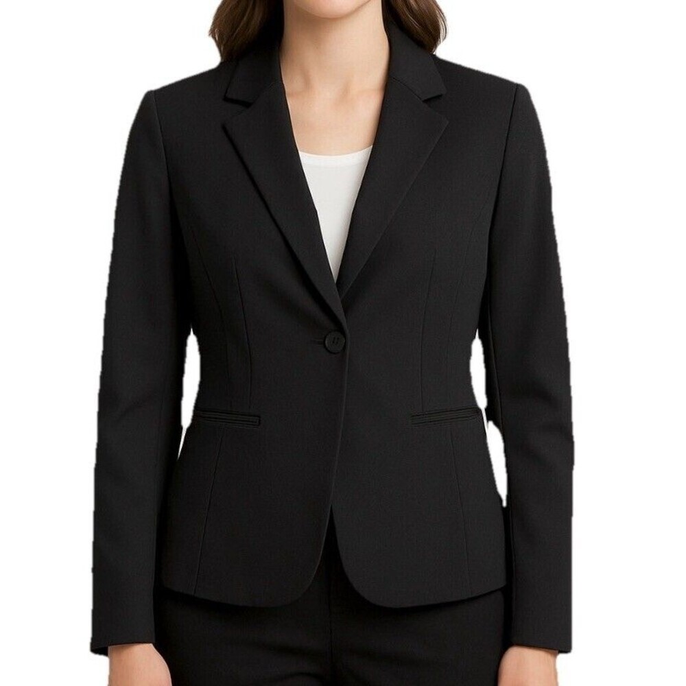 Investments Womens Black Blazer Size 6 NWT One Button Career Jacket
